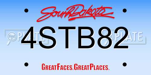 4STB82 South Dakota License Plate