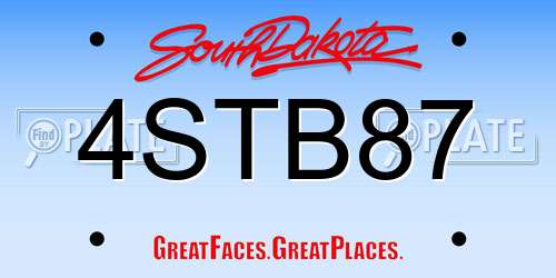 4STB87 South Dakota License Plate