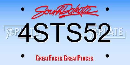 4STS52 South Dakota License Plate