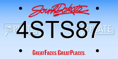 4STS87 South Dakota License Plate
