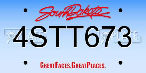 4STT673 South Dakota License Plate