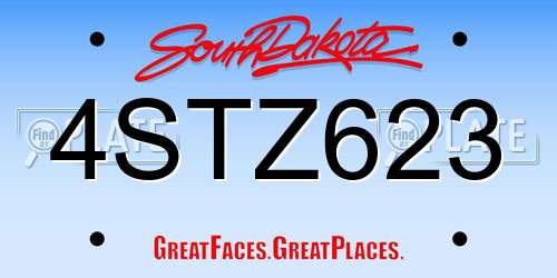 4STZ623 South Dakota License Plate