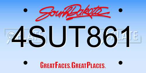 4SUT861 South Dakota License Plate