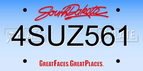 4SUZ561 South Dakota License Plate