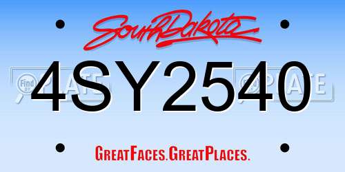 4SY2540 South Dakota License Plate