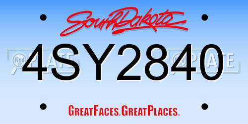 4SY2840 South Dakota License Plate