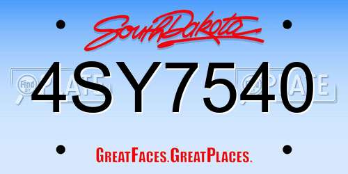 4SY7540 South Dakota License Plate
