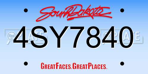 4SY7840 South Dakota License Plate