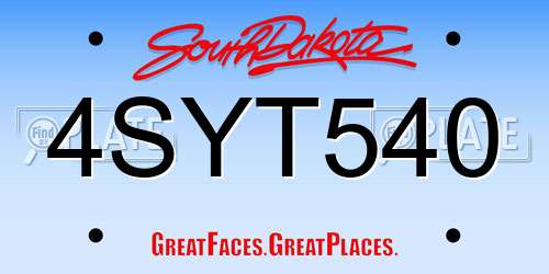 4SYT540 South Dakota License Plate