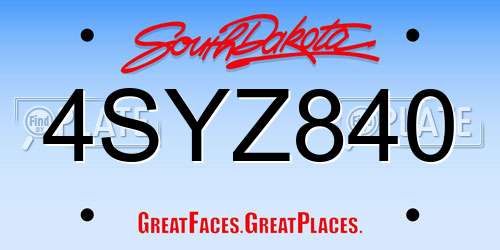 4SYZ840 South Dakota License Plate