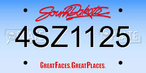 4SZ1125 South Dakota License Plate