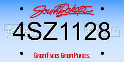 4SZ1128 South Dakota License Plate