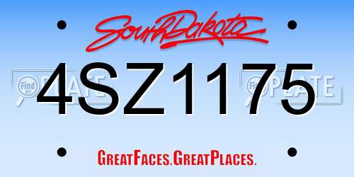 4SZ1175 South Dakota License Plate