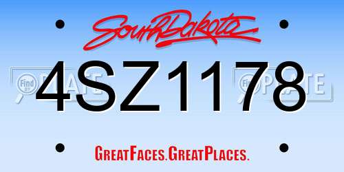 4SZ1178 South Dakota License Plate