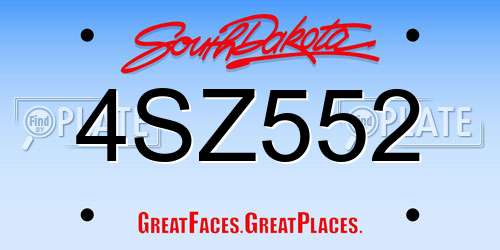 4SZ552 South Dakota License Plate