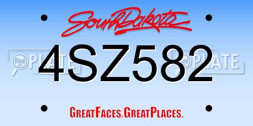 4SZ582 South Dakota License Plate