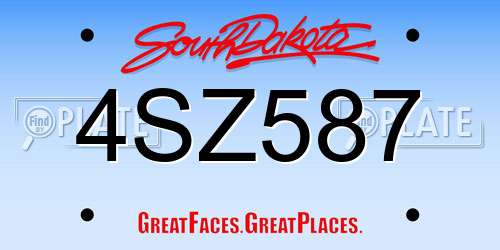 4SZ587 South Dakota License Plate