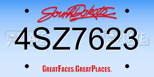 4SZ7623 South Dakota License Plate