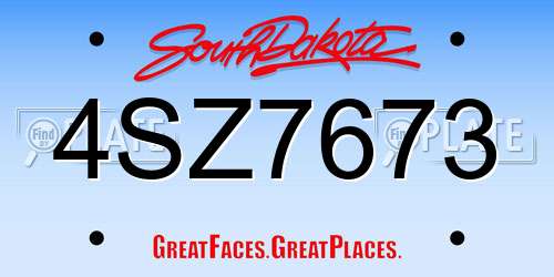 4SZ7673 South Dakota License Plate