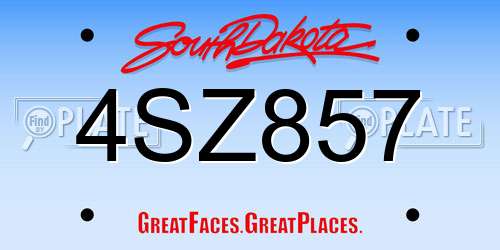 4SZ857 South Dakota License Plate