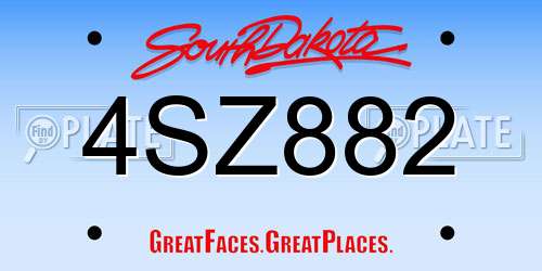 4SZ882 South Dakota License Plate