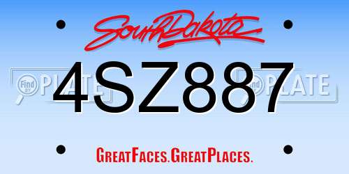 4SZ887 South Dakota License Plate