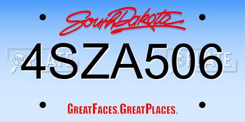 4SZA506 South Dakota License Plate