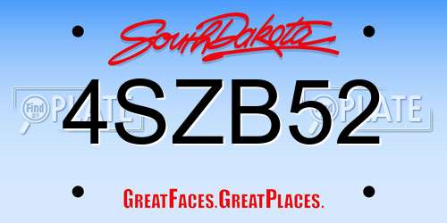 4SZB52 South Dakota License Plate
