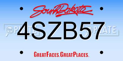 4SZB57 South Dakota License Plate