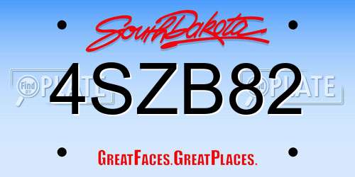 4SZB82 South Dakota License Plate