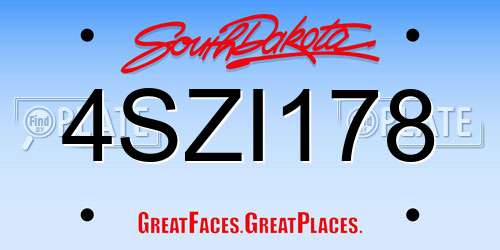 4SZI178 South Dakota License Plate