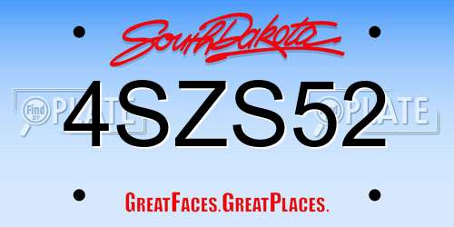 4SZS52 South Dakota License Plate