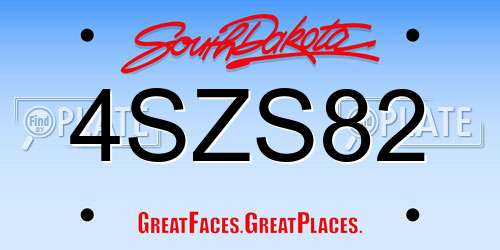 4SZS82 South Dakota License Plate
