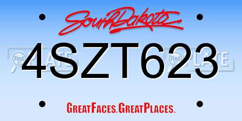 4SZT623 South Dakota License Plate