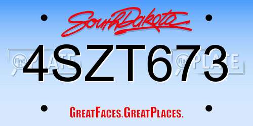 4SZT673 South Dakota License Plate