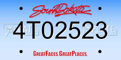 4T02523 South Dakota License Plate