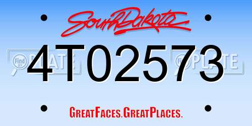 4T02573 South Dakota License Plate