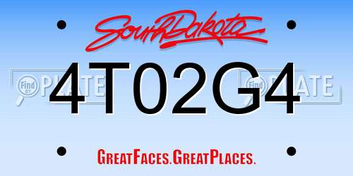 4T02G4 South Dakota License Plate
