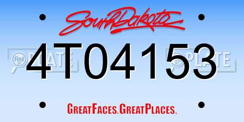 4T04153 South Dakota License Plate
