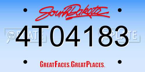 4T04183 South Dakota License Plate