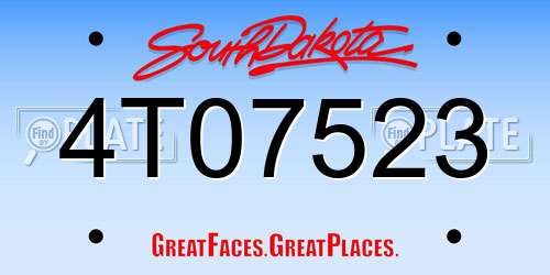 4T07523 South Dakota License Plate