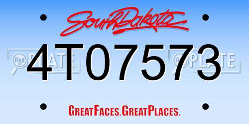 4T07573 South Dakota License Plate