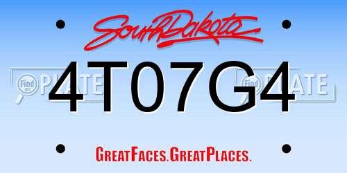 4T07G4 South Dakota License Plate