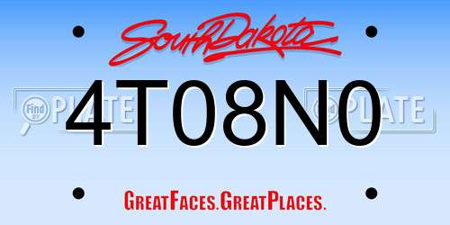 4T08N0 South Dakota License Plate
