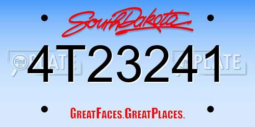 4T23241 South Dakota License Plate