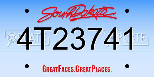 4T23741 South Dakota License Plate