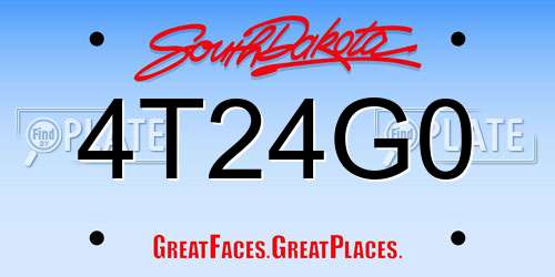 4T24G0 South Dakota License Plate