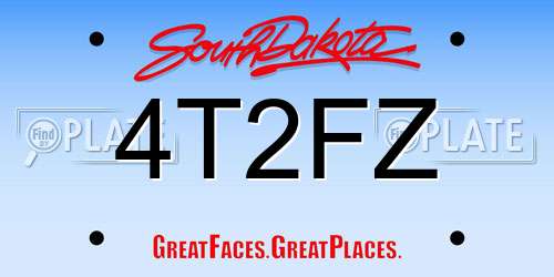 4T2FZ South Dakota License Plate