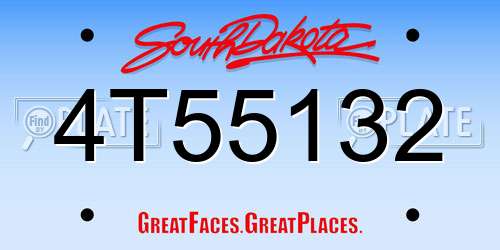 4T55132 South Dakota License Plate