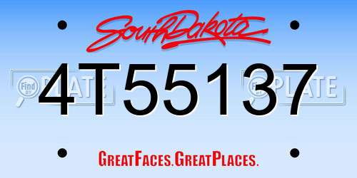 4T55137 South Dakota License Plate